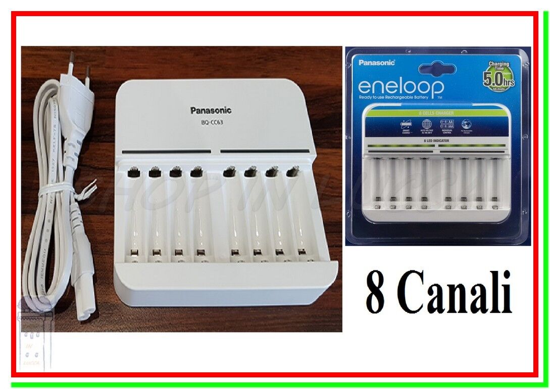 Caricabatterie per Pile Ricaricabili PANASONIC ENELOOP BQ-CC63E x NiMH AA e AAA