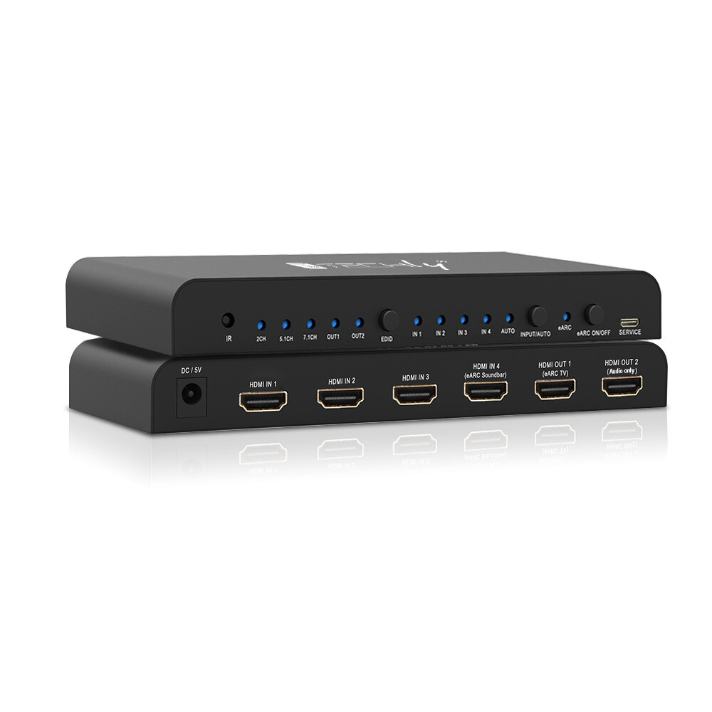 Switch HDMI 2.0 4x1 4K@60Hz con Splitter Audio eARC/ARC per Soundbar