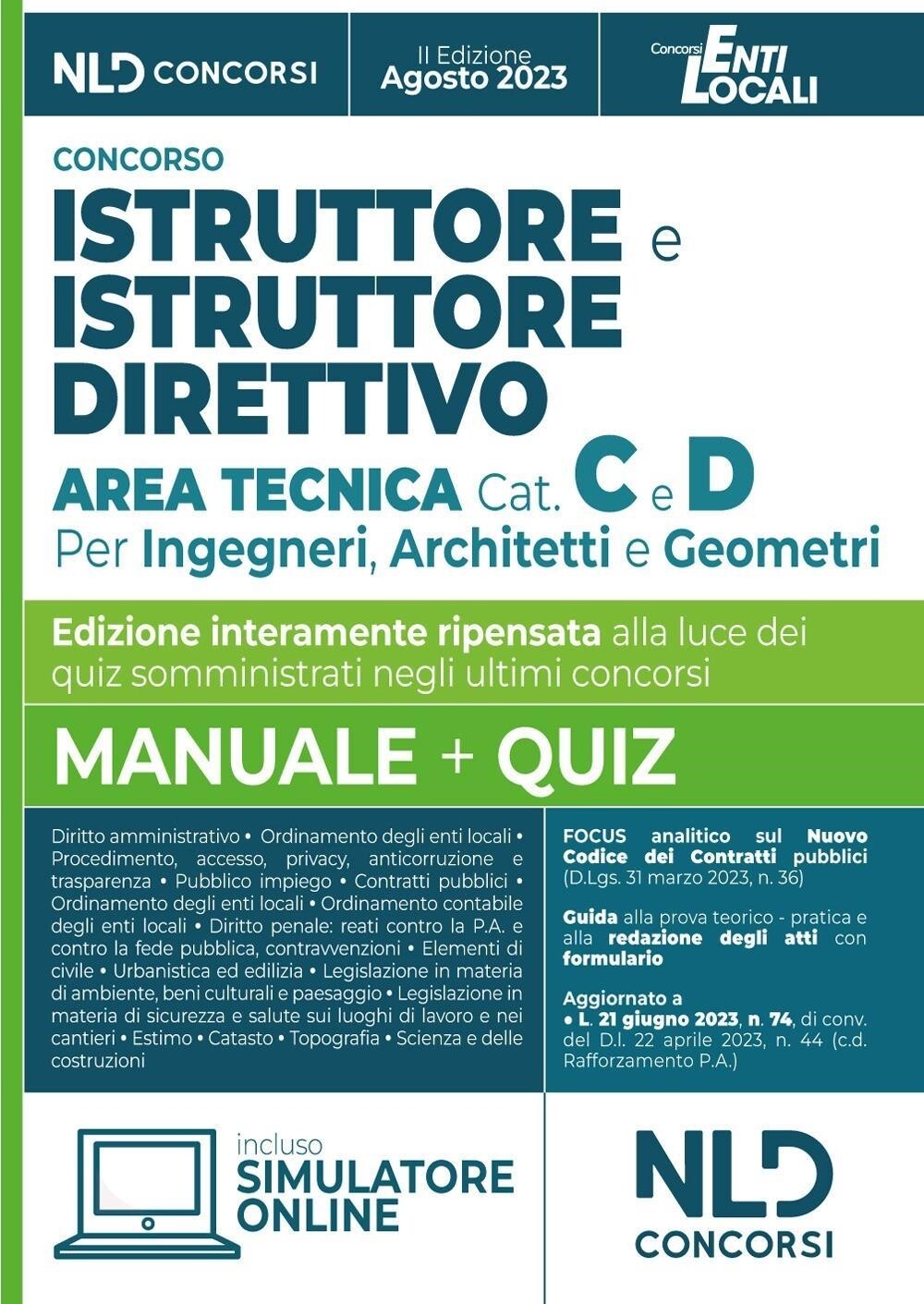 Libri Istruttore E Istruttore Direttivo Area Tecnica Cat. C E D. Per Ingegneri,