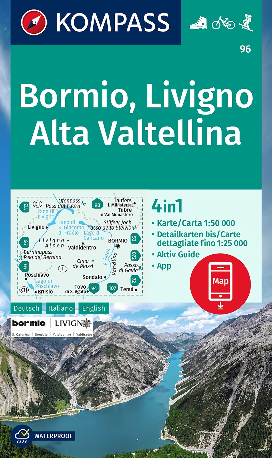 9783991214922 KOMPASS Wanderkarte 96 Bormio, Livigno, Alta Valte...n. Skitouren.