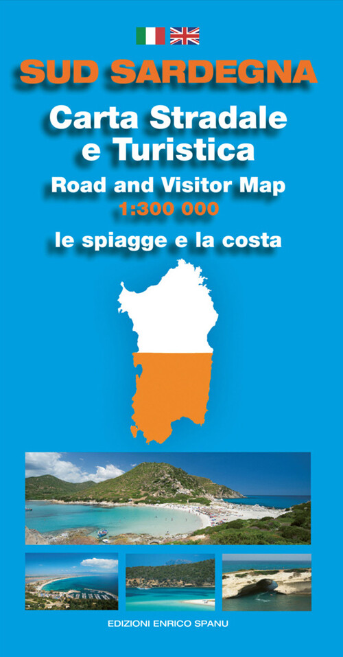 Cartina Sud Sardegna Stradale e Turistica (Con Oltre 30 Schede Spiagge con Descr