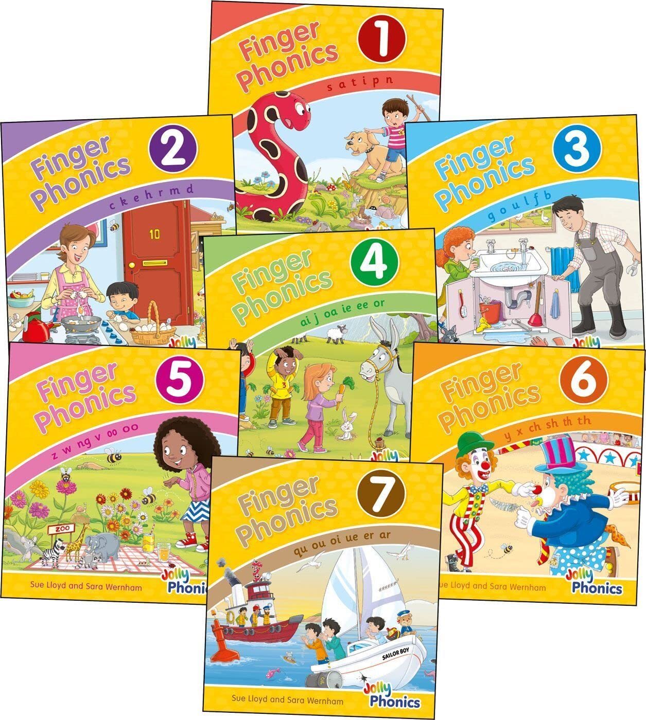 LIbri UK/US Wernham, Sara Lloyd, Sue - Finger Phonics Books 1-7