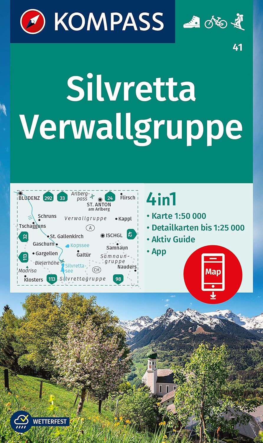9783991217671 KOMPASS Wanderkarte 41 Silvretta, Verwallgruppe 1:...n. Skitouren.