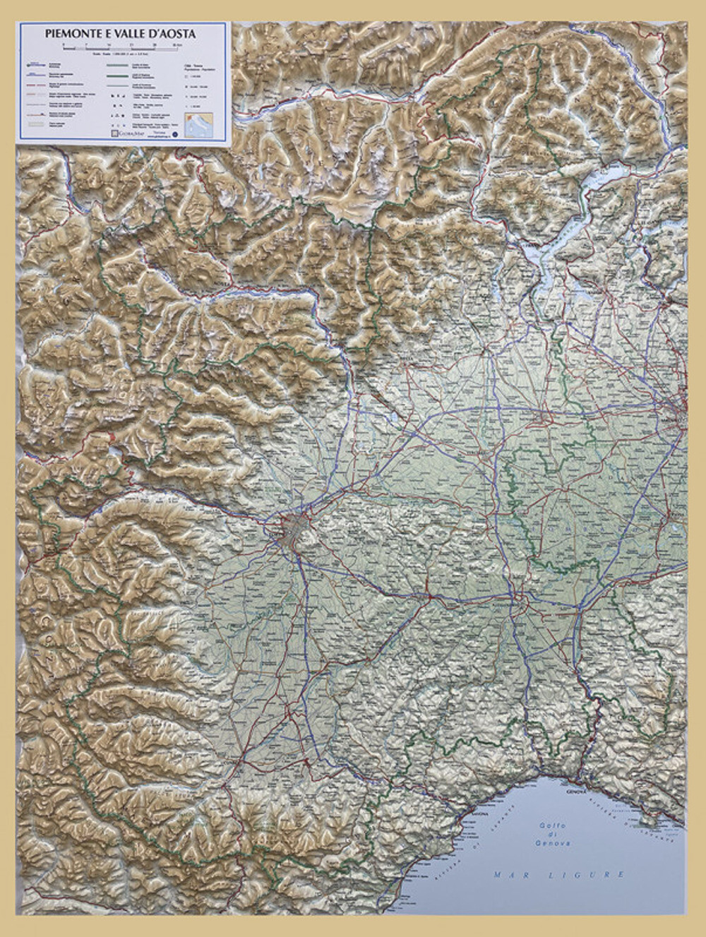 Libri Global Map S.r.l. - Piemonte / Valle D'Aosta 1:350.000 (Carta In Rilievo S