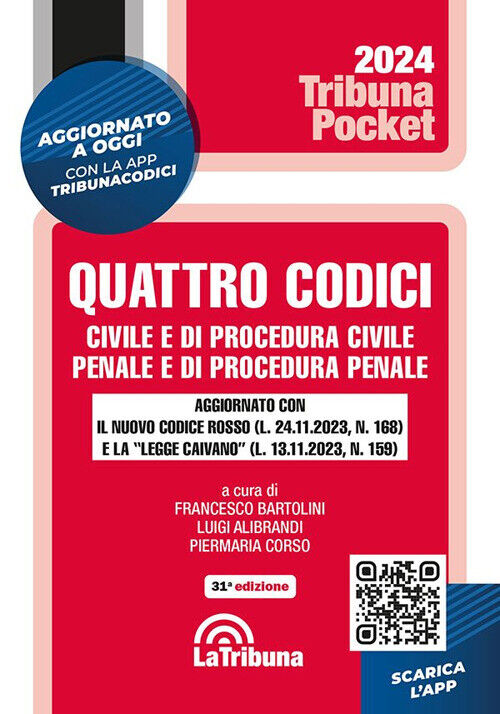 Quattro codici. Civile e di procedura civile, penale e di procedura penale...
