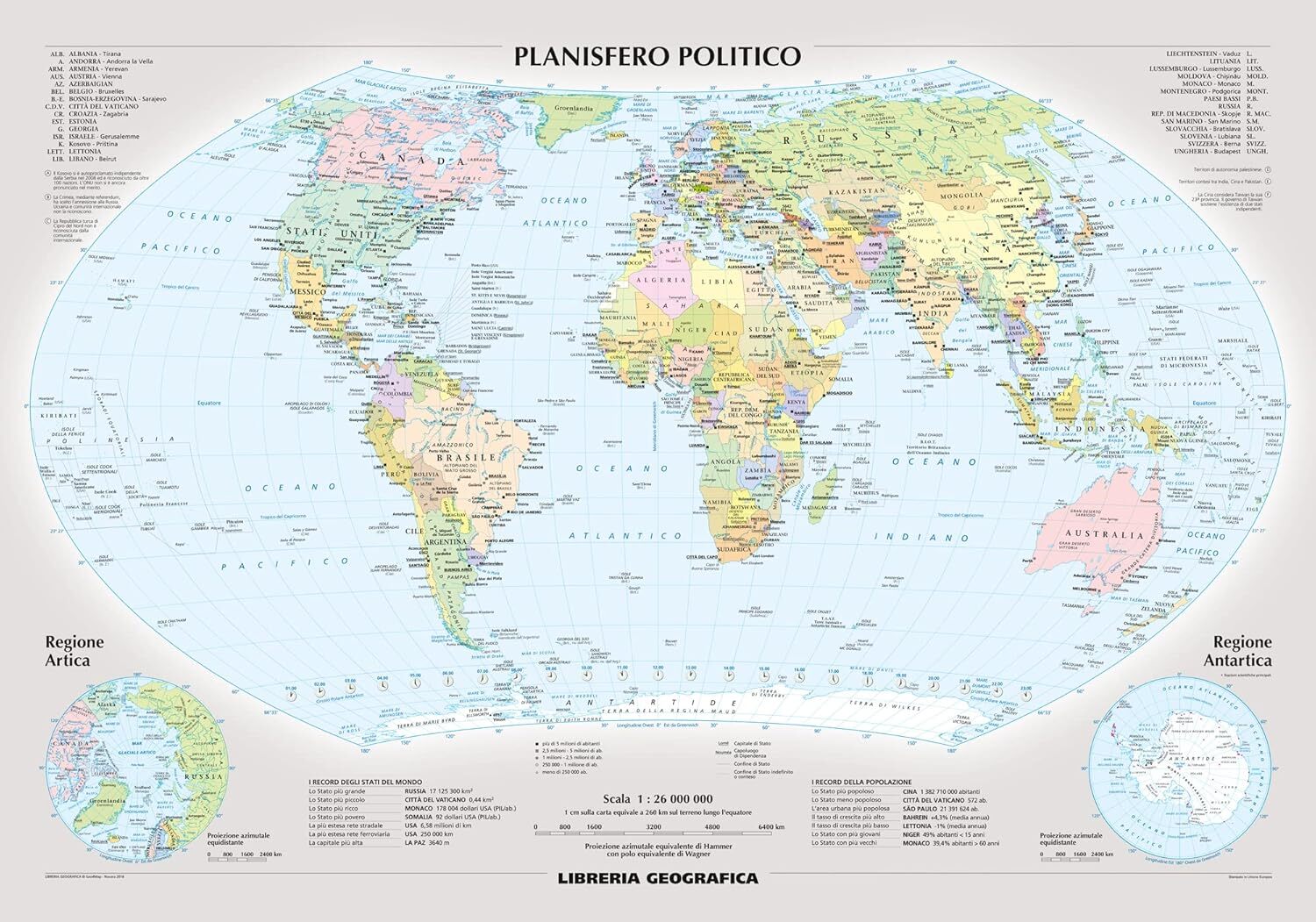 9788869855368 Planisfero fisico e politico (Carta murale)