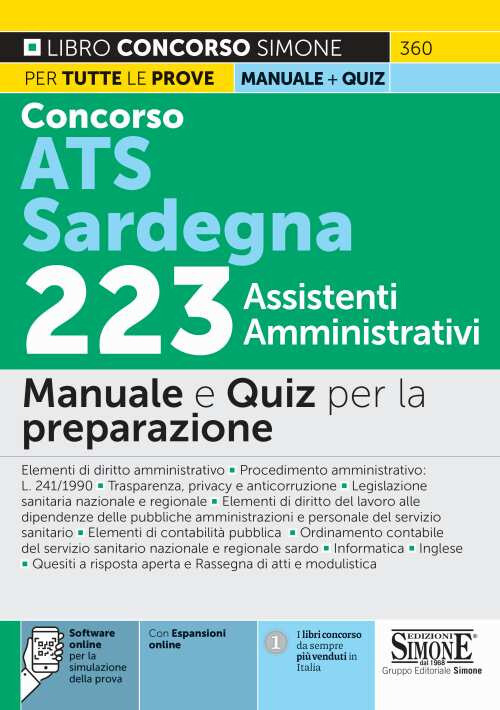 Concorso ATS Sardegna 223 assistenti amministrativi. Manuale e quiz per la...