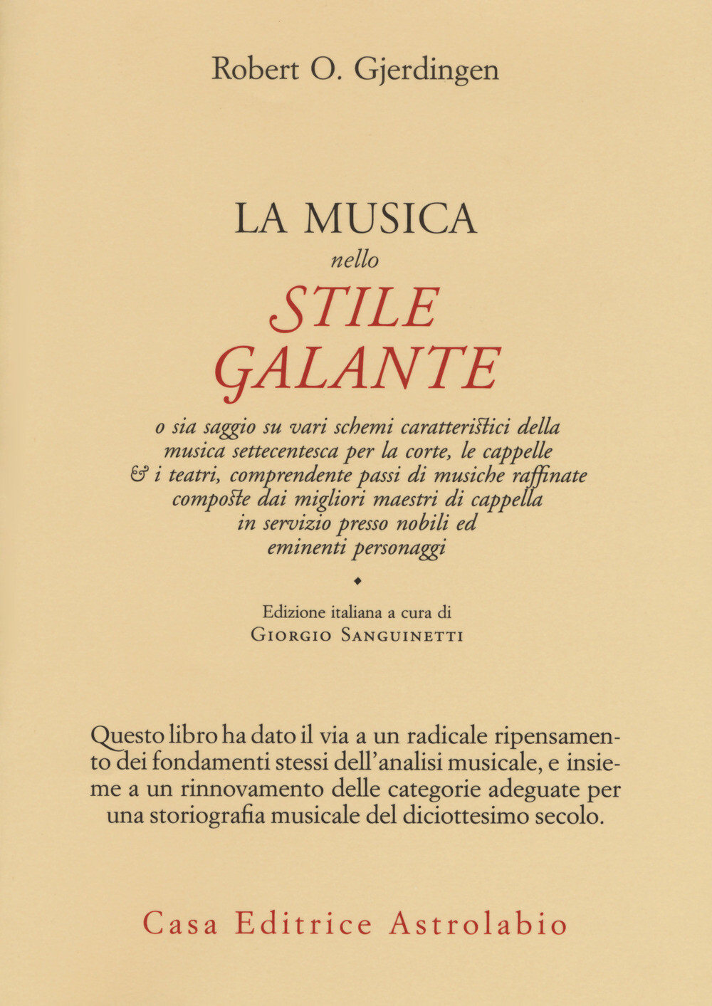 La musica nello stile galante - Gjerdingen Robert