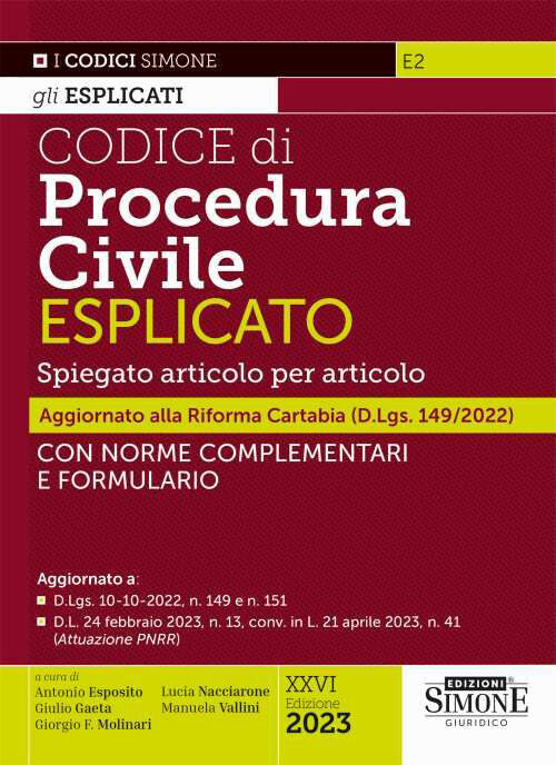 E2 CODICE PROCEDURA CIVILE ESPLICATO ESPOSITO GAETA MOLINARI