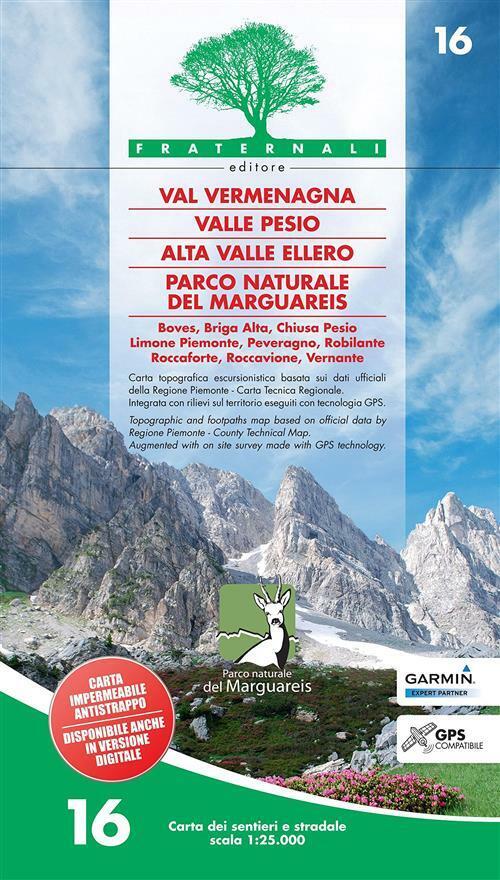 Carta n. 16. Val Vermenagna, Valle Pesio, Alta Valle Ellero, Parco natural...