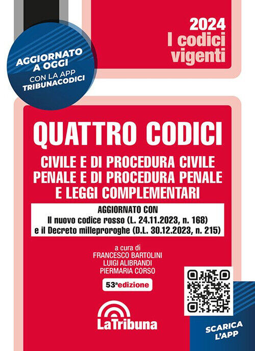 Quattro codici. Civile e di procedura civile, penale e di procedura penale...