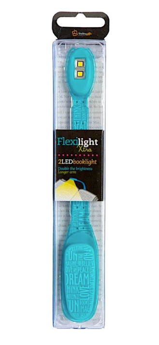Flexilight Xtra 2 LED Libro Luce, Regolabile Luce da Lettura Clip, (Blu Parole)