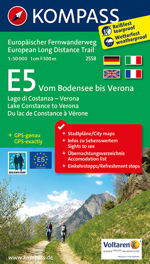 Libri Carta Tour N. 2558 - E5 Dal Lago Di Costanza Fino A Verona 1:50.000. Ediz.