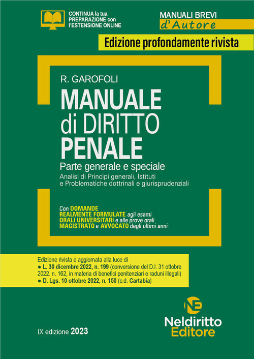 MANUALE DI DIRITTO PENALE. PARTE GENERALE E SPECIALE GAROFOLI ROBERTO