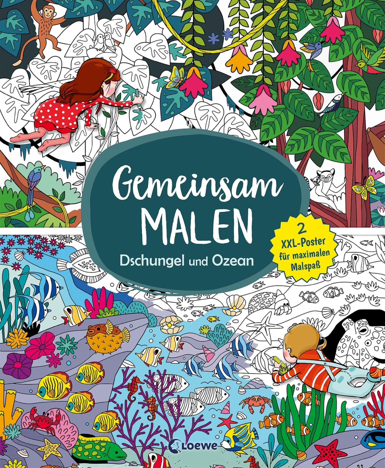 Loewe Kreativ L Gemeinsam malen - Dschungel und Ozean: 2 XXL- (Copertina rigida)