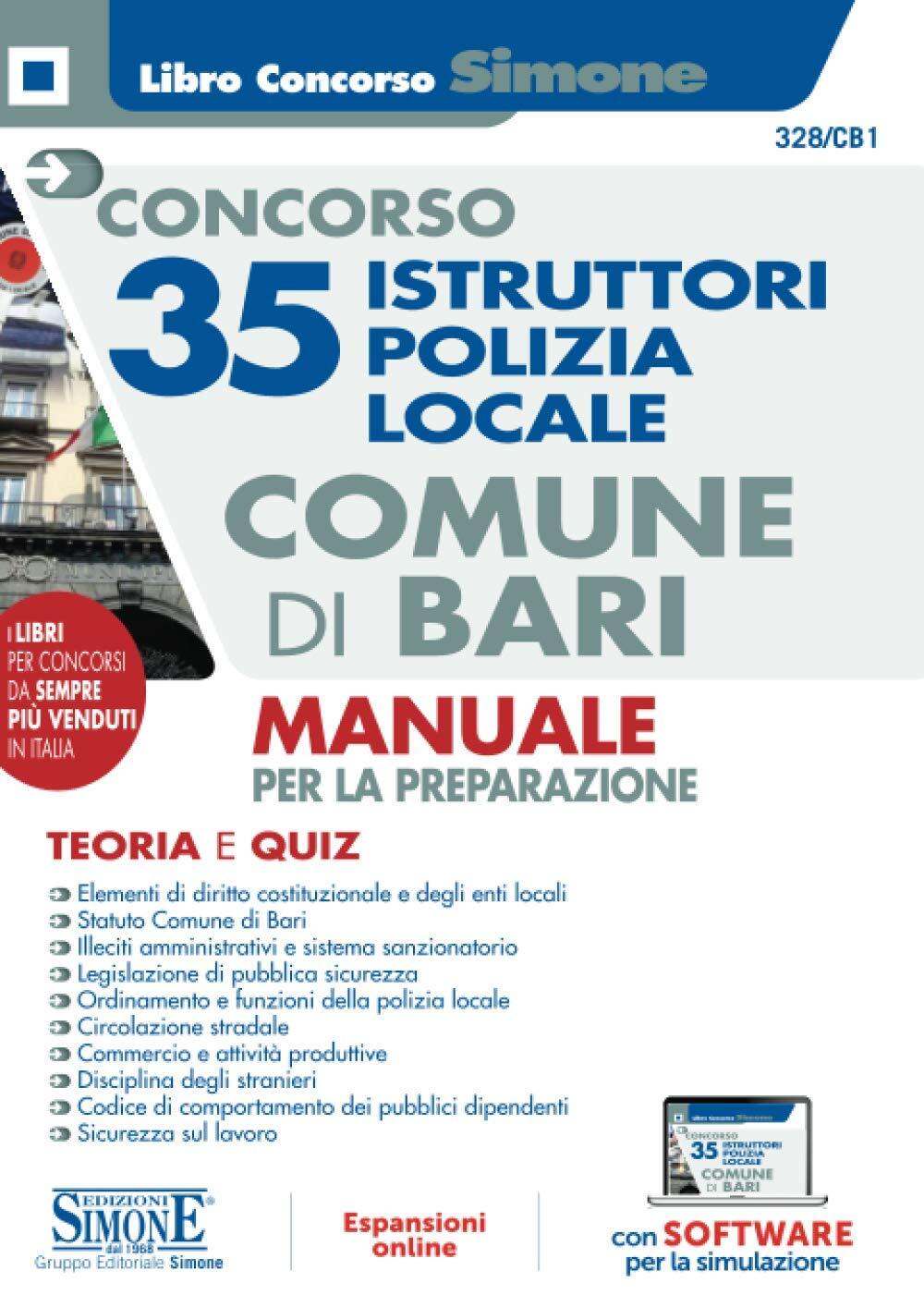 9788891427656 Concorso 35 Istruttori Polizia locale comune di Ba... preparazione