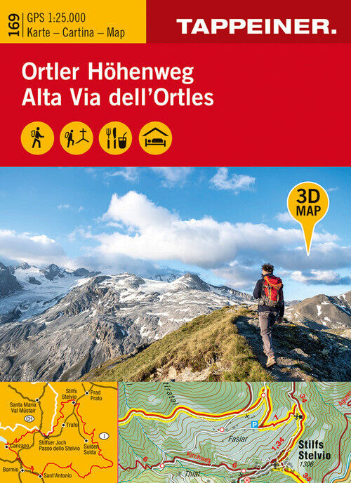 3D-WANDERKARTE ORTLER-HOHENWEG 1: 25.000. EDIZ. TEDESCA, ITALIANA E IN AA.VV.