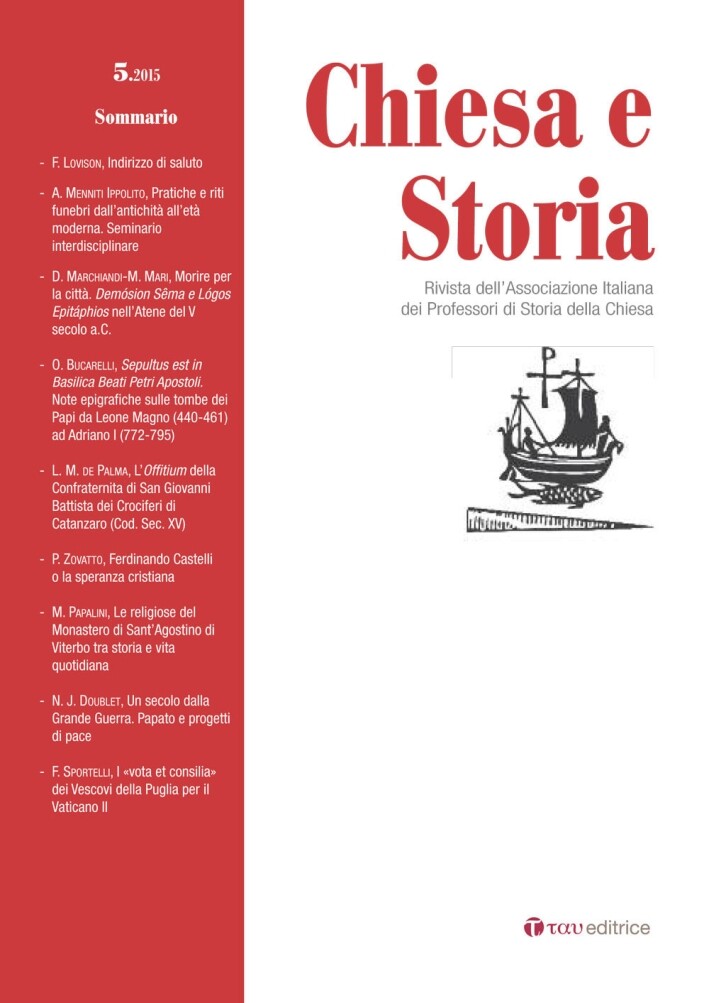 Chiesa e Storia Vol. 5/2015. Rivista Dell'Associazione Italiana dei Professori d
