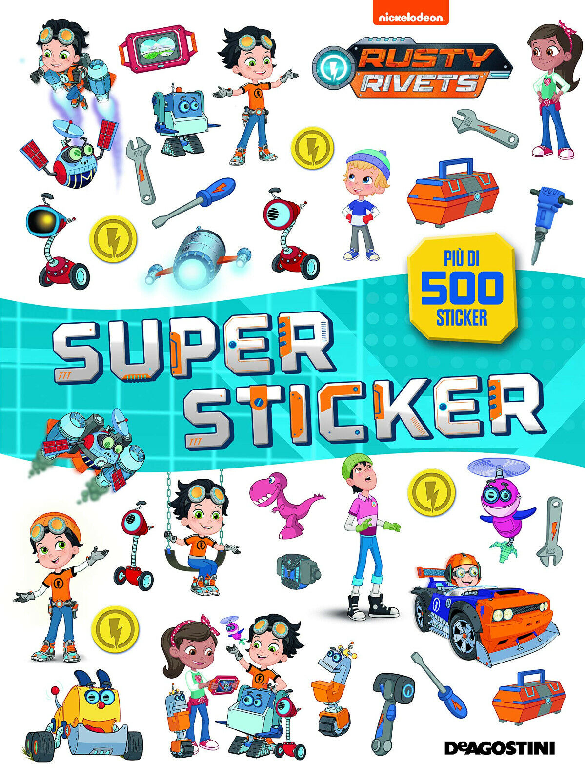 RUSTY RIVETS SUPER STICKER LIBRO 500 ADESIVI NUOVO De Agostini NICKELODEON