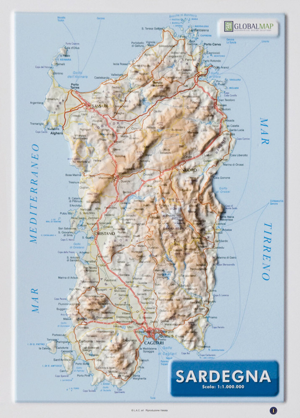 Libri Sardegna 1:1.000.000 (Carta In Rilievo Da Banco Cm 31,2X22,55)