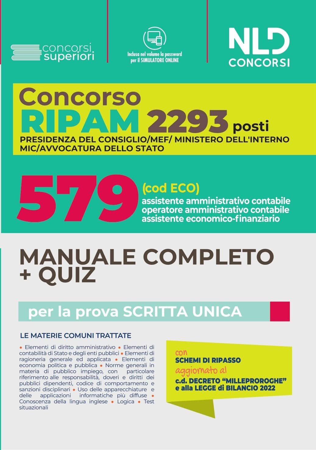 9788833587776 Concorso RIPAM. 2293 posti MEF, Presidenza del con...o finanziario