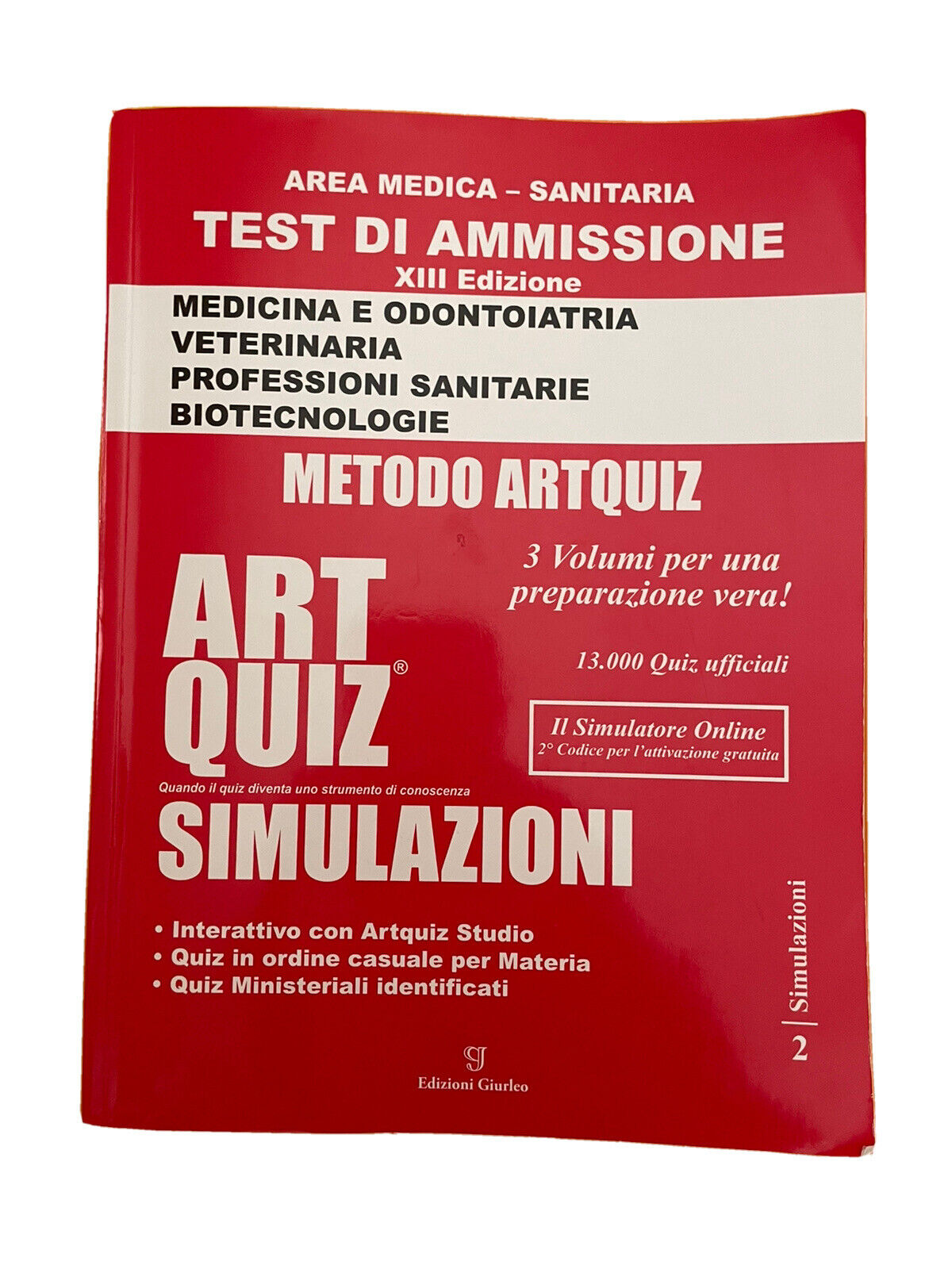Artquiz Art Quiz Simulazioni XIII edizione. Test di ammissione Medicina.