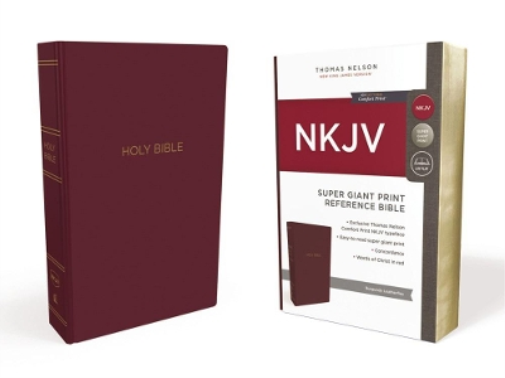Thomas Nelson NKJV Holy Bible, Super Giant Print Reference Bible, Bu (Tascabile)