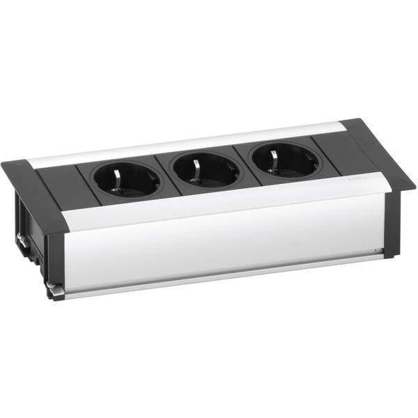 Evoline 159610000900 multipresa senza interruttore 3 scomparti alluminio nero