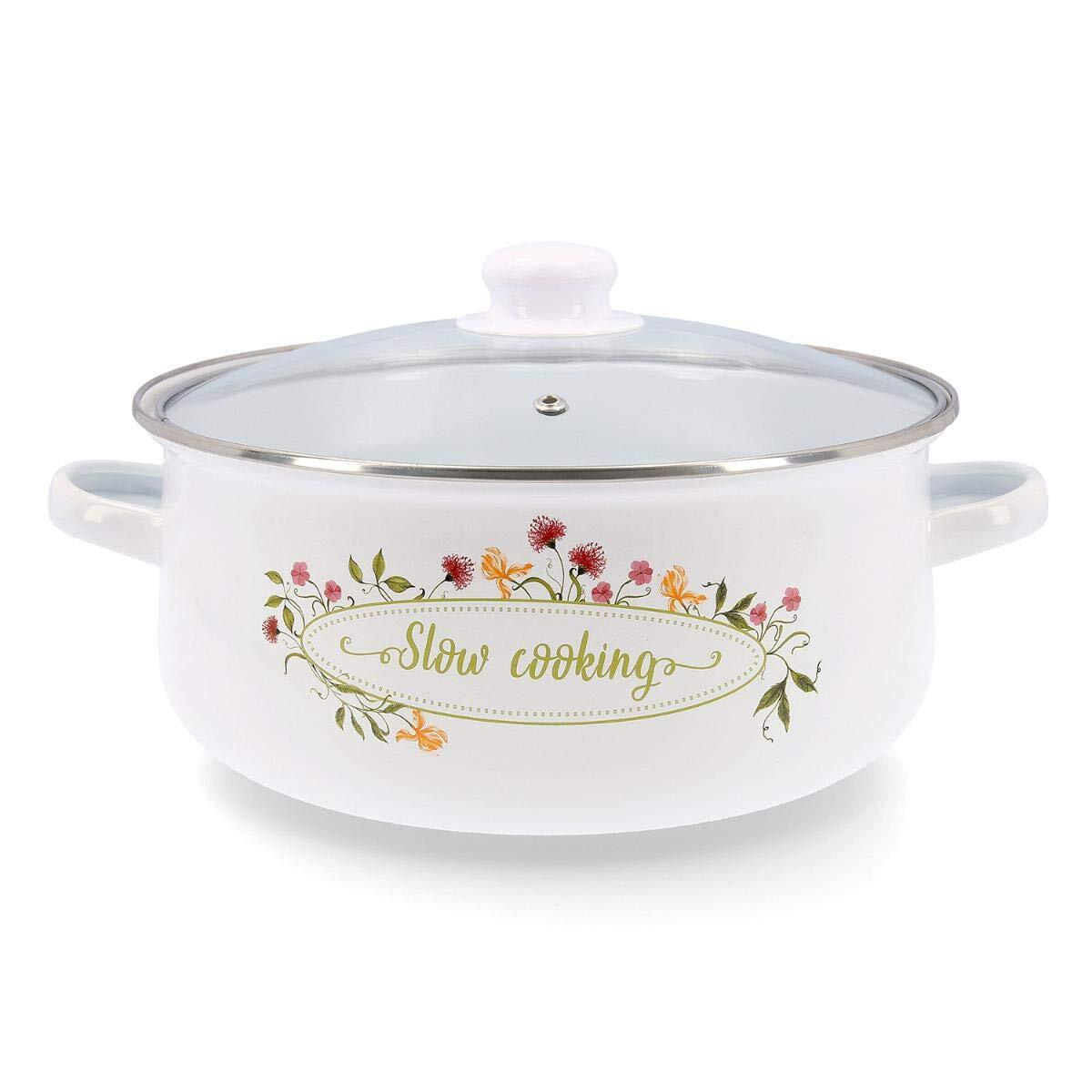 Casserole With Glass Lid Quid Memory Enamelled Steel (Size: 26 Cm) NUOVO