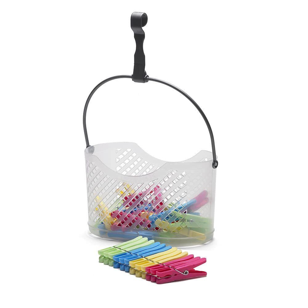 Peg Basket Jobgar Clothes Pegs Transparent Polypropylene (25 Pieces) NUOVO