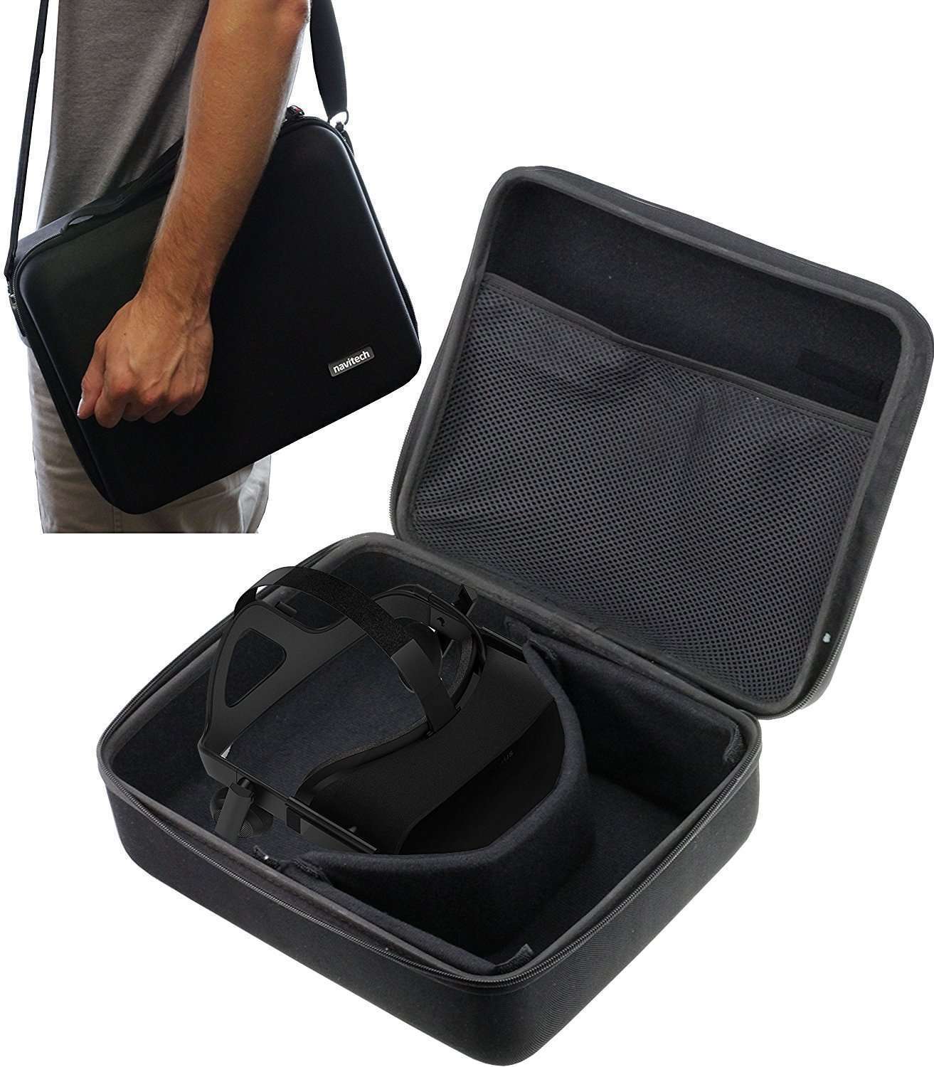 Navitech Black Hard Case With Shoulder Strap For Pimax Crystal VR h... NUOVO