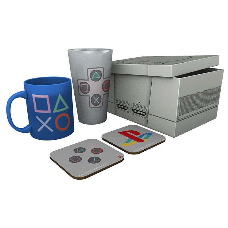 PLAYSTATION - Set Bicchiere in vetro XXL + Tazza + 2 Sottobicchieri "Classic 201