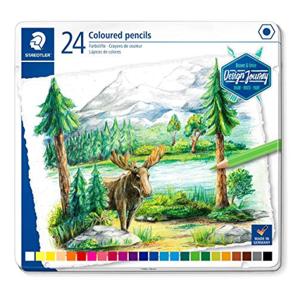 (TG. 24 crayons) Staedtler 146 C design Journey – Scatola Metallo 24 Matite di