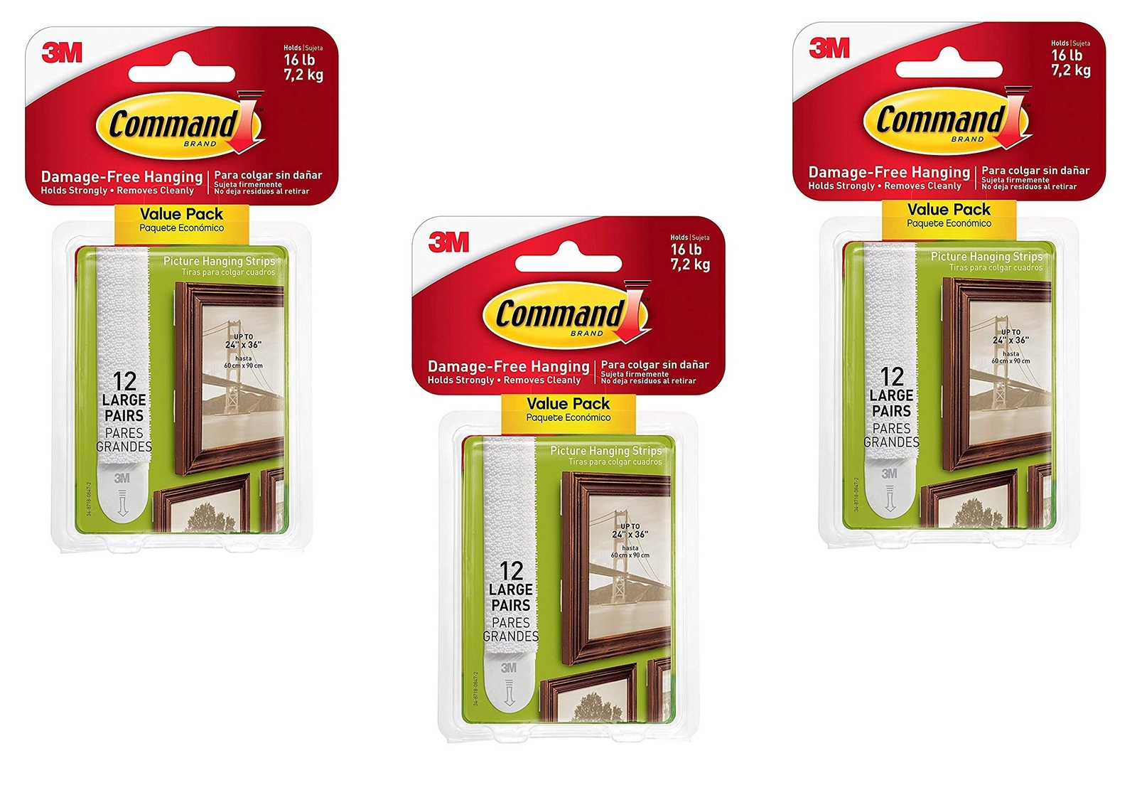 3M UK 3M Command Picture Hanging Strips Large White (Pack 12) 17206 - 7100 NUOVO
