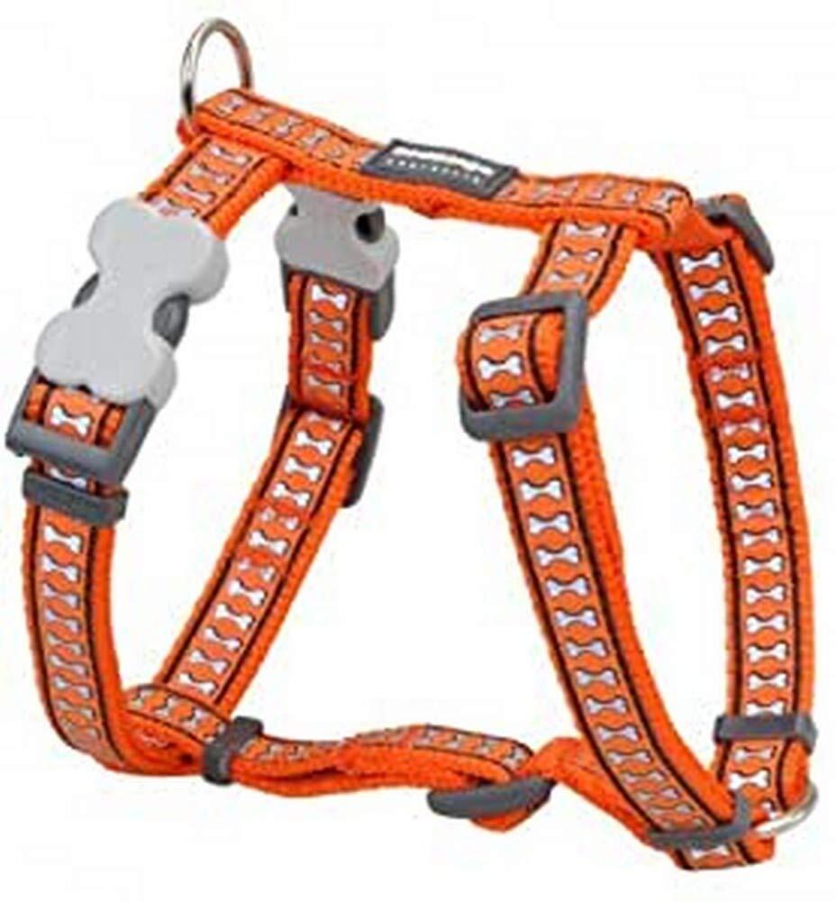 Dog Harness Red Dingo Orange Bone Reflective 37-61 Cm NUOVO