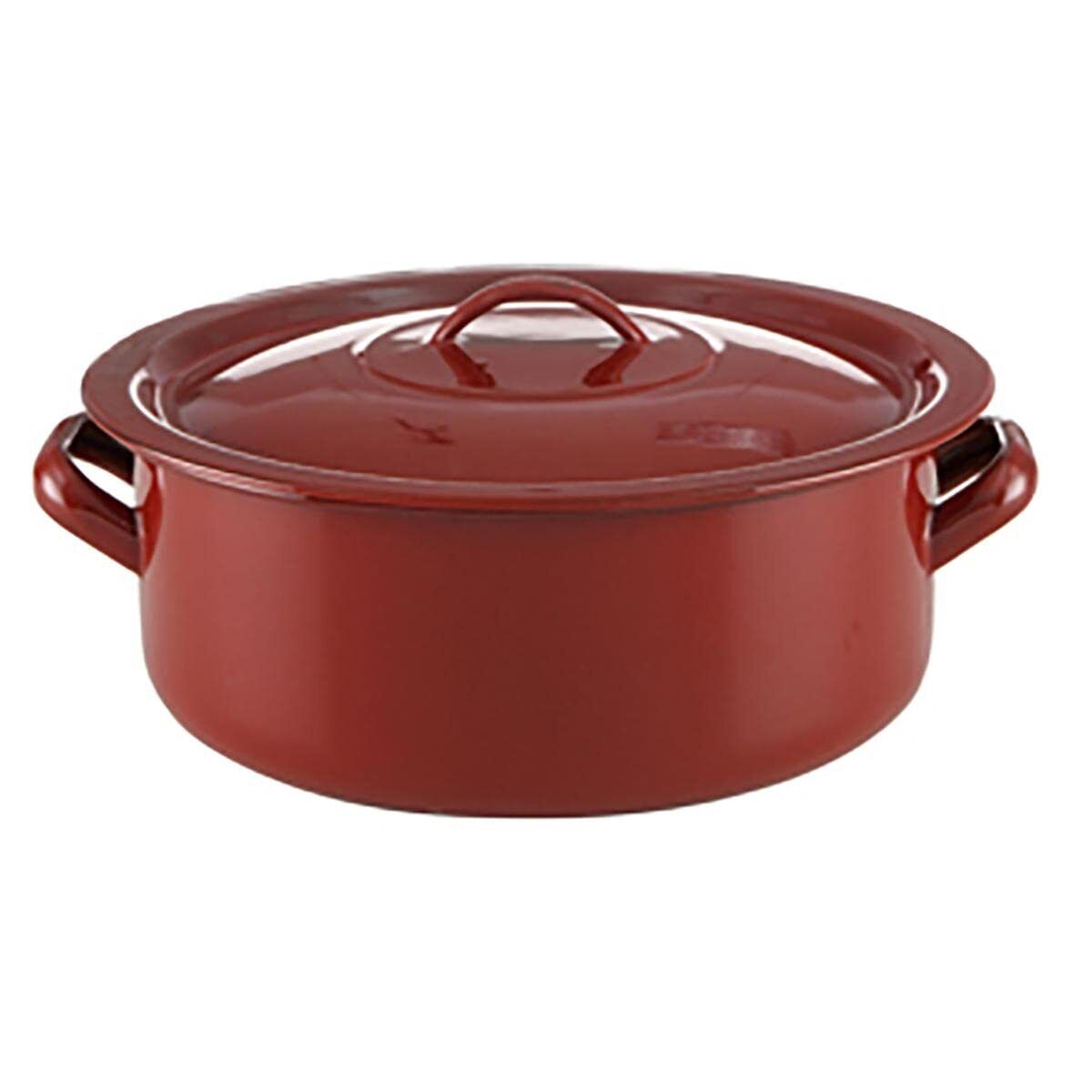 Casserole With Lid Quid Classic Brown Enamelled Steel (Size: 22 Cm) NUOVO