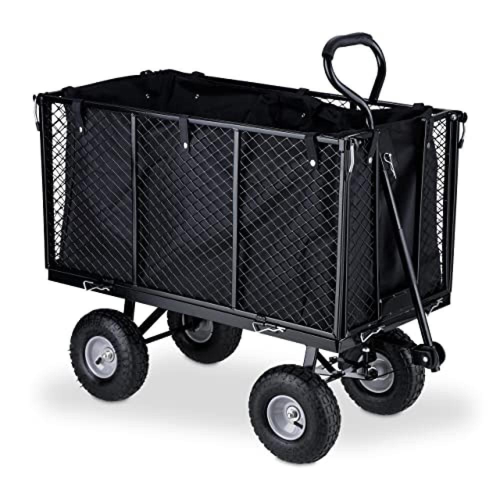 (TG. 500 kg) Relaxdays Carretto da Giardino, Carrello con Sponde Pieghevoli, Tel