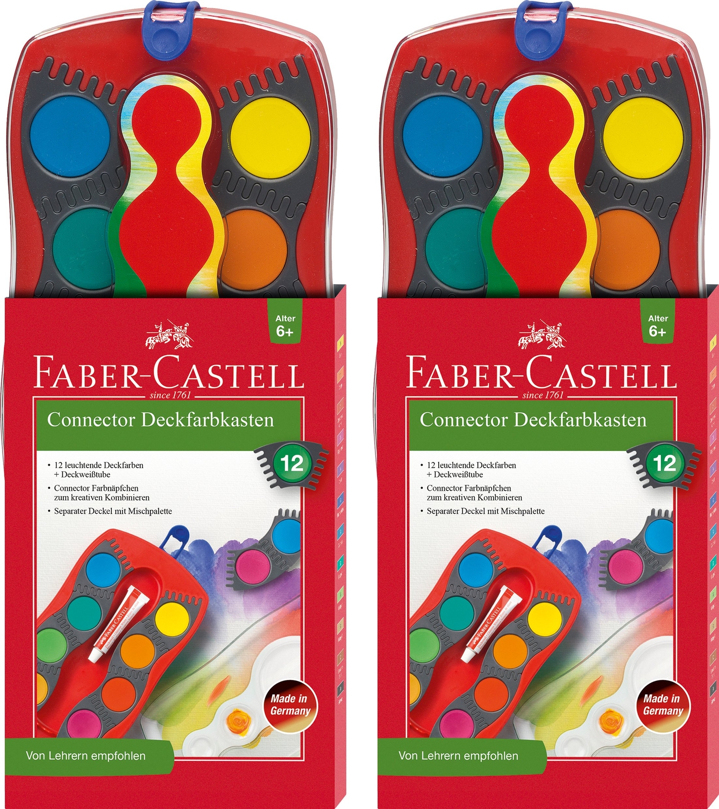 Faber-Castell - Connector Paint Box Colours Red (12 Pcs) (125030) TOY NUOVO