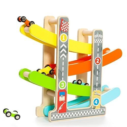 Wooden Track With Ramps For Car Molt= Toy NUOVO