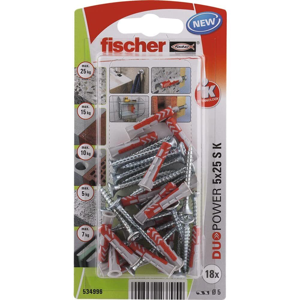 Wall Plugs And Screws Fischer Duopower Wall Plugs And Screws 18 Uni... NUOVO