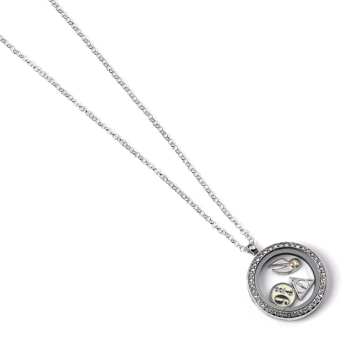 Harry Potter Floating Charm Locket Necklace With 3 Charms NUOVO