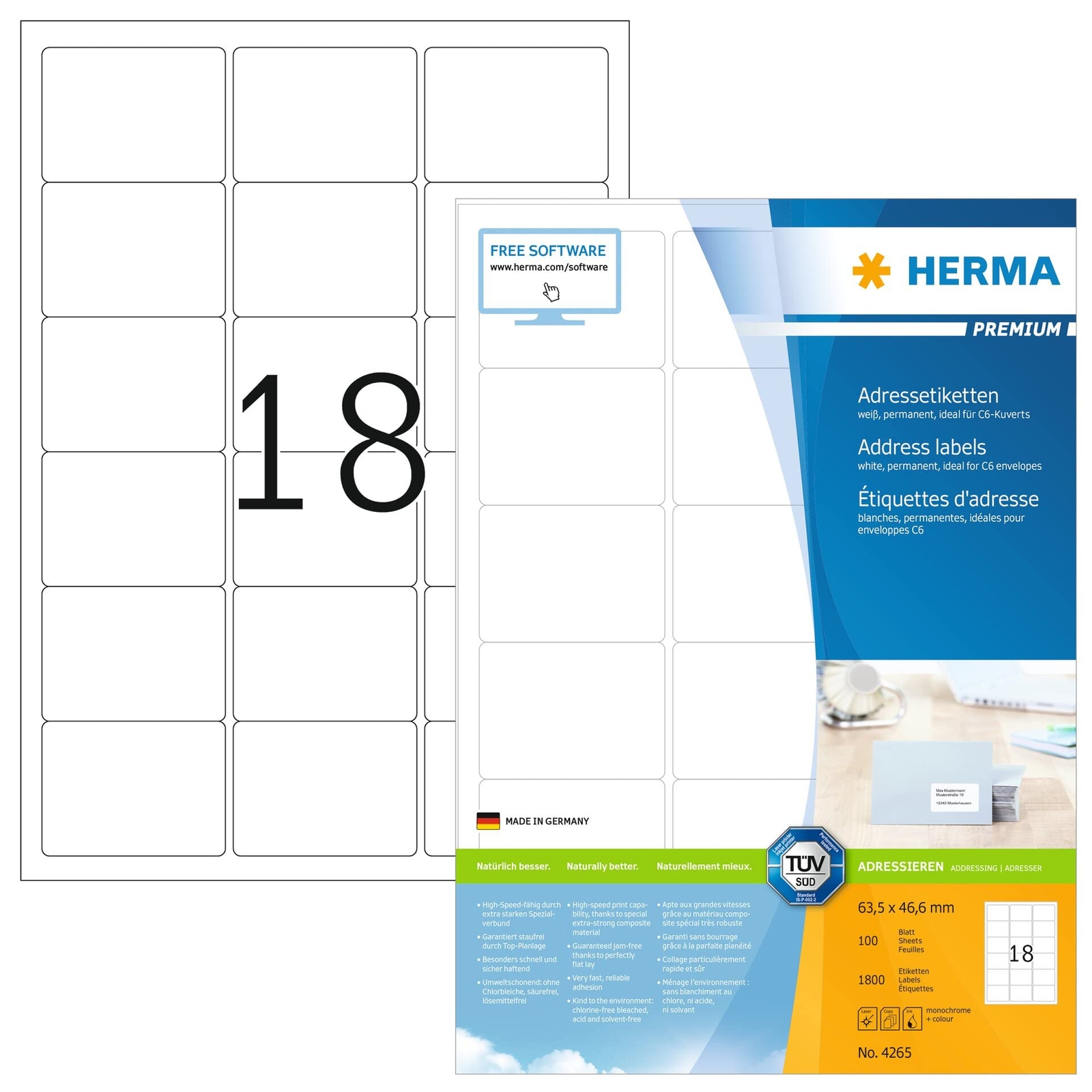HERMA `Universal-Etik.63,5x46,6 1800s` ACC NUOVO