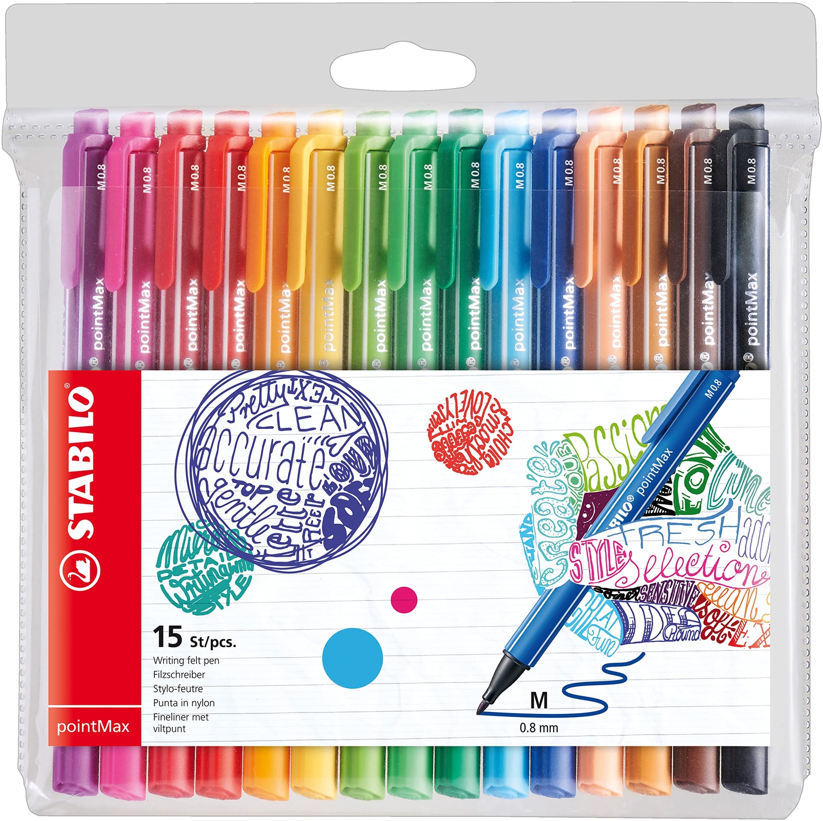 STABILO pointMax Fibre Tip Pen 0.8mm Line Assorted Colours (Wallet ... ACC NUOVO