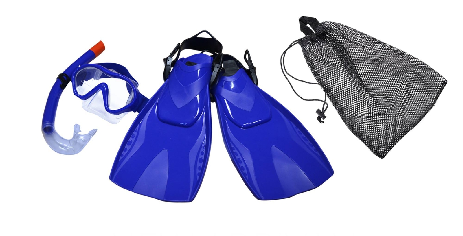 Diving Goggles With Snorkle And Fins Eqsi Adults Blue (Size: 38-42) NUOVO