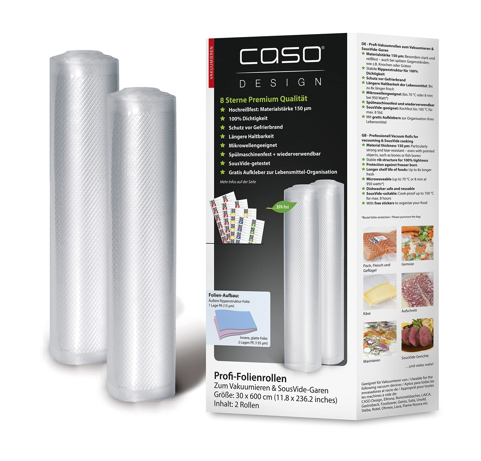 caso® Vakuumierfolie 2 Rollen NUOVO