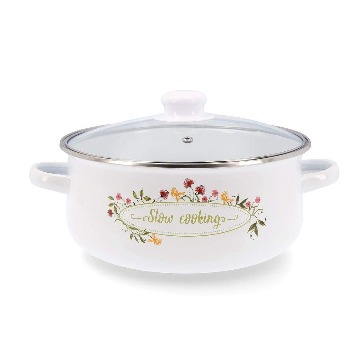 Casserole With Glass Lid Quid Memory Enamelled Steel (Size: 24 Cm) NUOVO