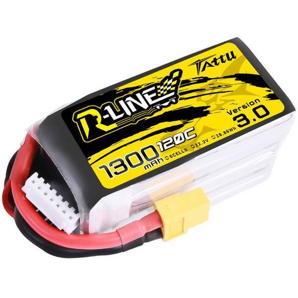 Tattu batteria ricaricabile lipo 22 2 v 1300 mah numero di celle 6 120 c