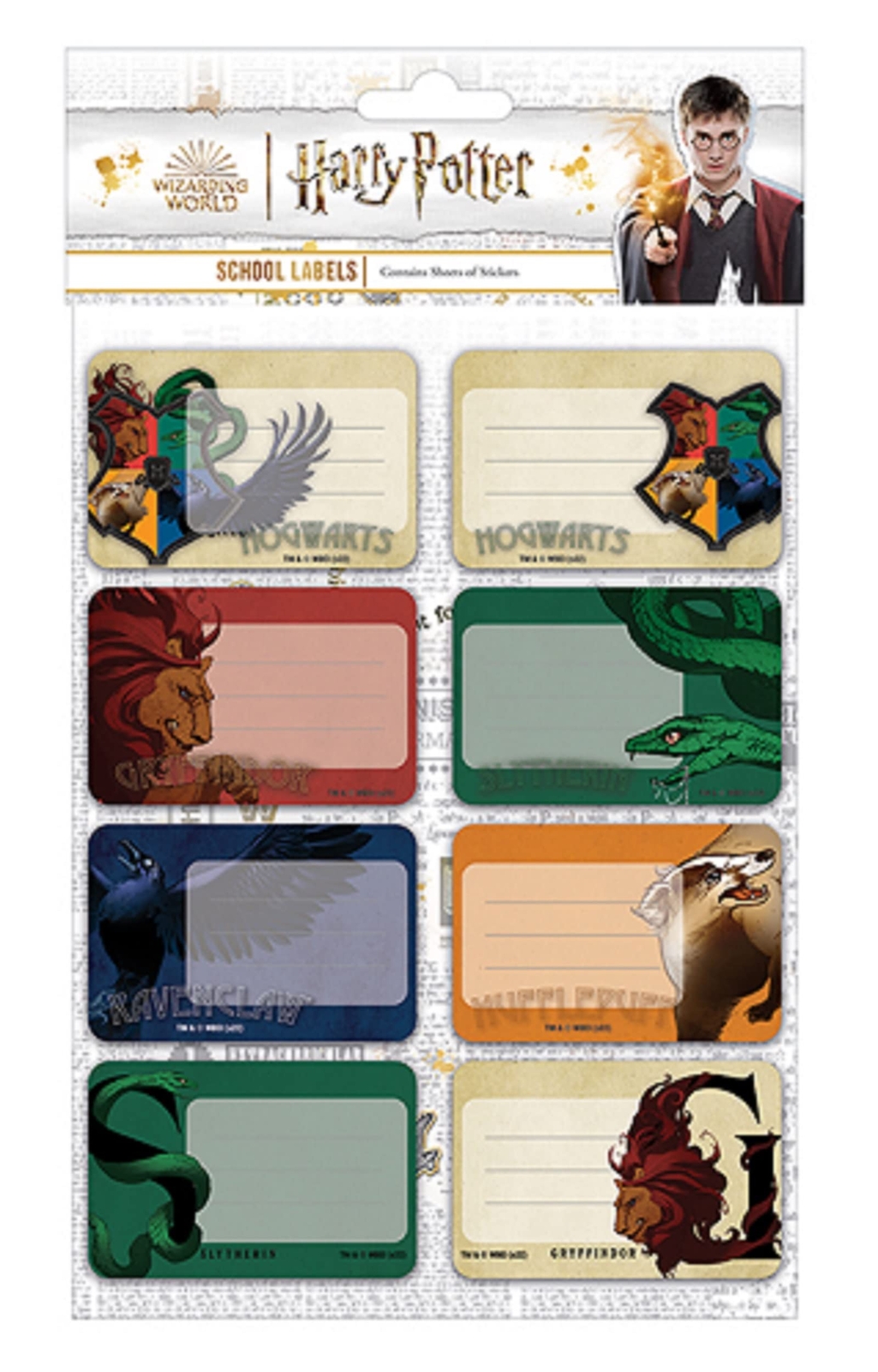 HARRY POTTER (INTRICATE HOUSES) SCHOOL LABELS NUOVO