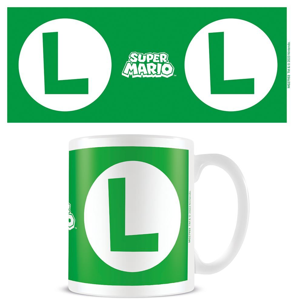 SUPER MARIO (LUIGI INITIAL) WHITE POD MUG MUG NUOVO