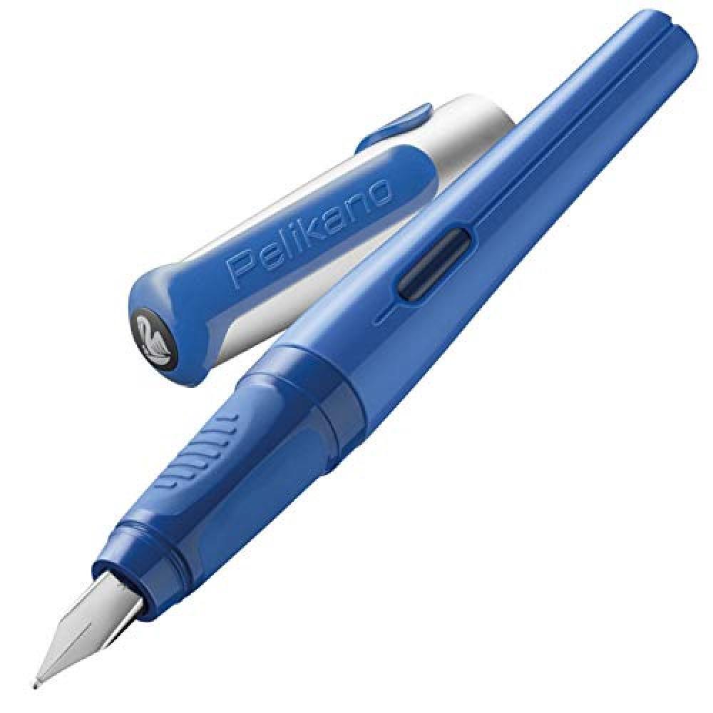 (TG. M) Pelikan Pelikano penna stilografica blu medio - mano destra - NUOVO